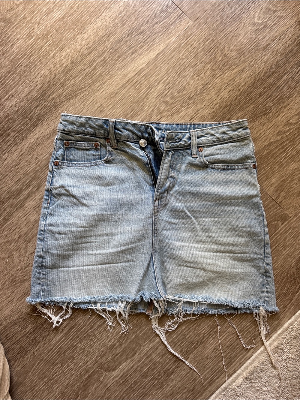 American Eagle Outfitters Light Blue Distressed Denim Skirt